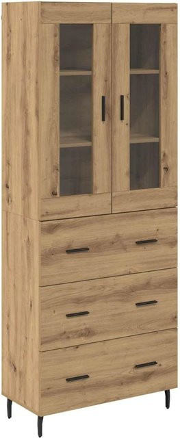 vidaXL Highboard 2-teilig Artisan-Eiche, Farbe Braun, aus Holz und Glas, B/T/H: 180 x 34 x 60 cm - Bild 1