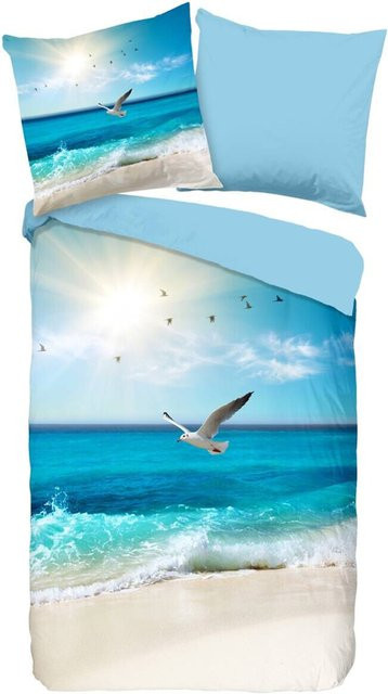 Good Morning Baumwoll Bettwäsche Sealife Multi in Blau/Mehrfarbig mit Bettbezug und Kissenbezug, B/H: 135 x 200 cm und 80 x 80 cm - Bild 1