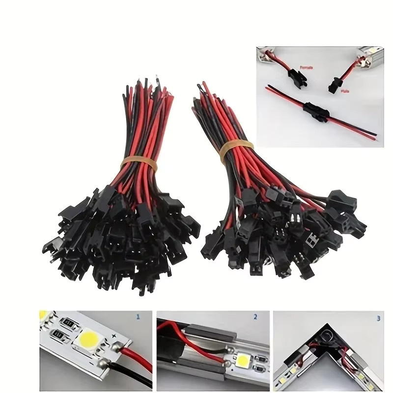 ELECAPITAL 10 Paar JST-Stecker Set, 2-polig, 2P-Buchse und Stecker in Schwarz, SM-Anschlusskabel für LED-Lichtleisten - Bild 3