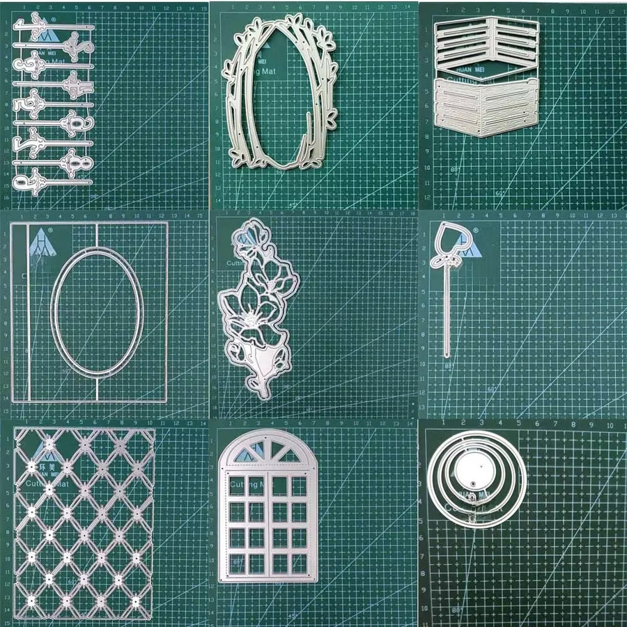 Silbernes Metall-Schneidwerkzeug für DIY Scrapbooking und Bastelarbeiten mit Herz-, Blumen- und Zahlenmotiven - Bild 1