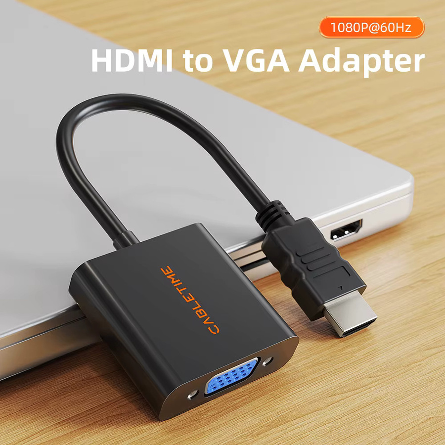 CABLETIME HDMI auf VGA Videokonverter Adapter in Schwarz für Full HD 1080p zur Verbindung von Laptop, PC oder Tablet mit TV oder Monitor - Bild 4