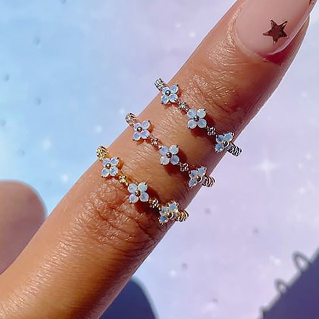 DOUBLE FAIR Kleeblatt-Ring, Opal, Goldfarben, Damen - Bild 1