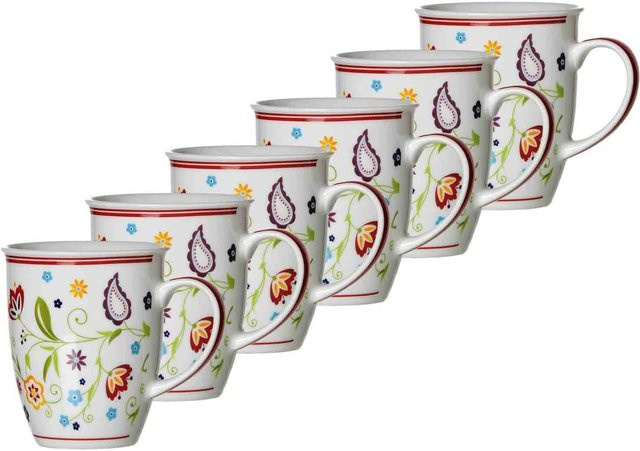 Ritzenhoff & Breker Kaffeebecher Shanti aus Porzellan, 6er Set, Multicolour, 320 ml - Bild 1