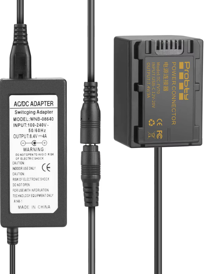 Sony AC-Netzteil mit Dummy-Akku und DC-Koppler-Kit für NP-FV50 NP-FV70 NP-FV90 NP-FV100 Serienkameras in Schwarz - Bild 3