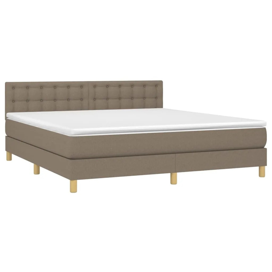 vidaXL Boxspringbett mit Matratze in Beige, Hybrid-Bett mit LED-Unterbettbeleuchtung und USB-Ladeport, B/T: 160 x 200 cm - Bild 2