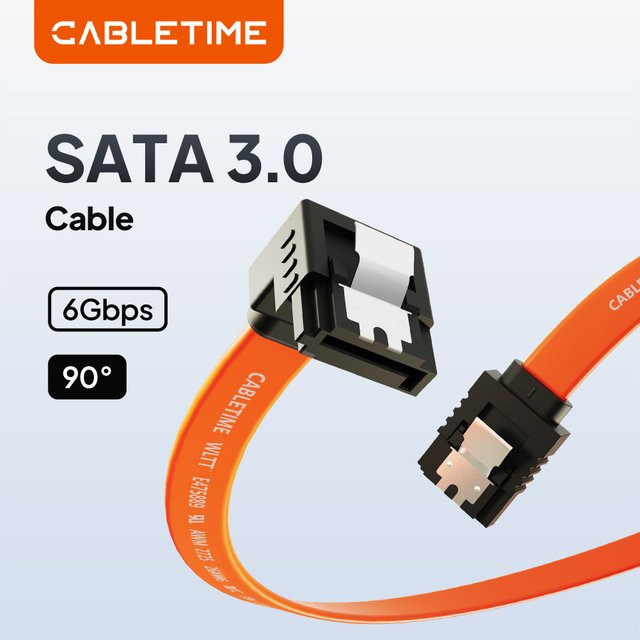 CABLETIME SATA 3.0 HDD-Festplattenkabel 6Gbps Datenkabel für SSD in Orange - Bild 1