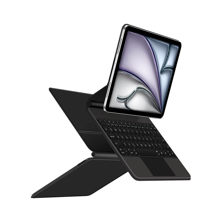 Magic Keyboard Hülle für Apple iPad Air 11 Zoll M4 M3 M2 Pro, Magnetische Tastatur mit Hintergrundbeleuchtung und Smart Cover Folio, Farbe: Schwarz - Bild 2