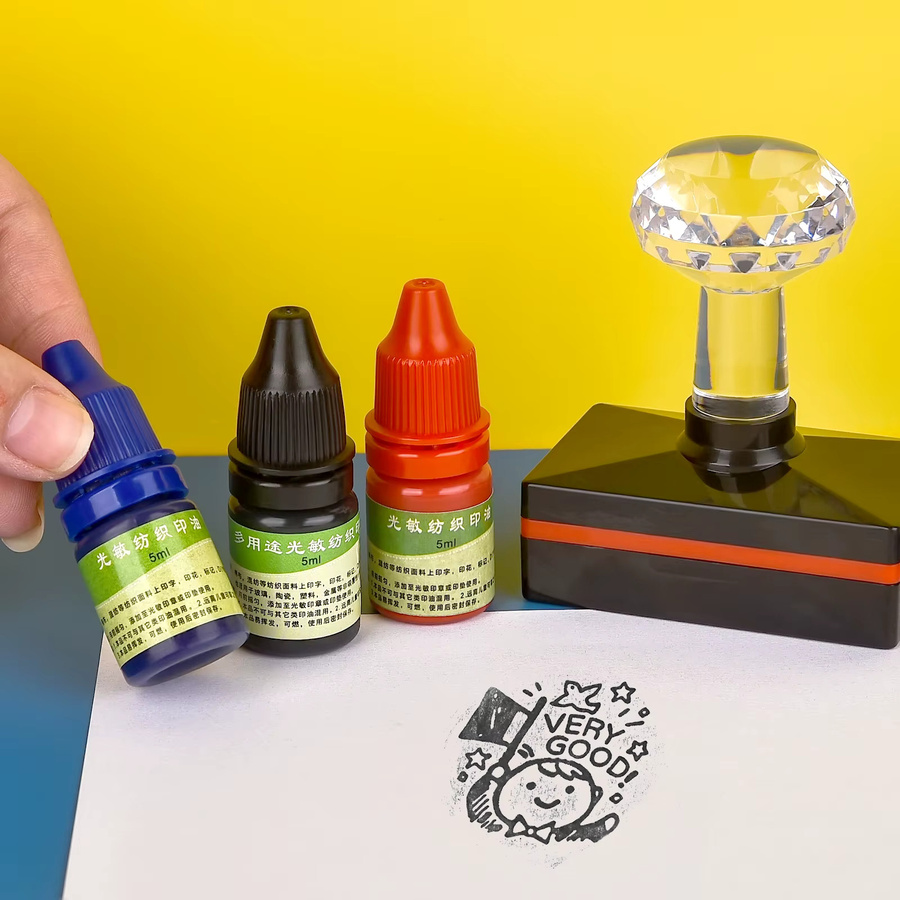 DIY Textilstempel Nachfülltinte für Stoff und Kleidung, 10 ml, Mehrfarbig - Bild 3