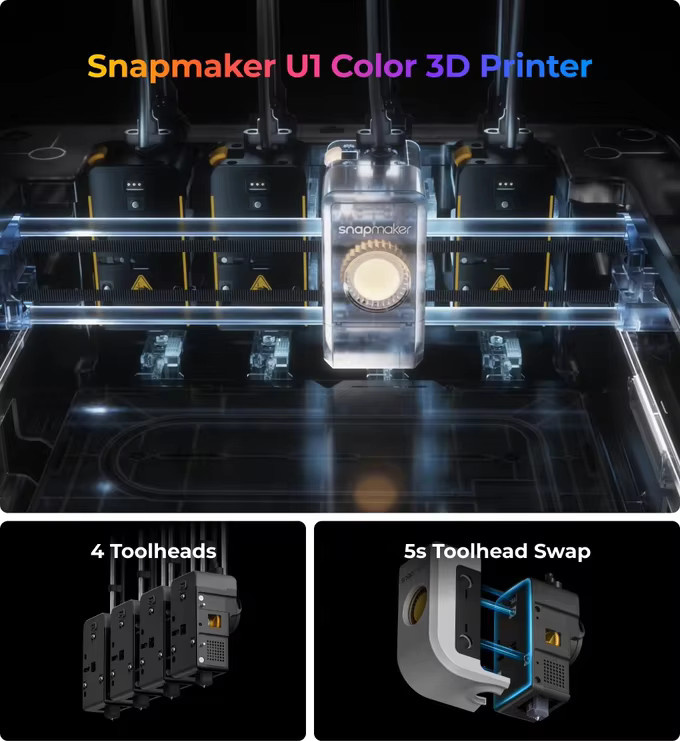 Snapmaker U1 Vier-Extruder Hochgeschwindigkeits-FDM-3D-Drucker mit großem Druckvolumen, 500 mm/s, B/T/H: 270 x 270 x 270 mm - Bild 4