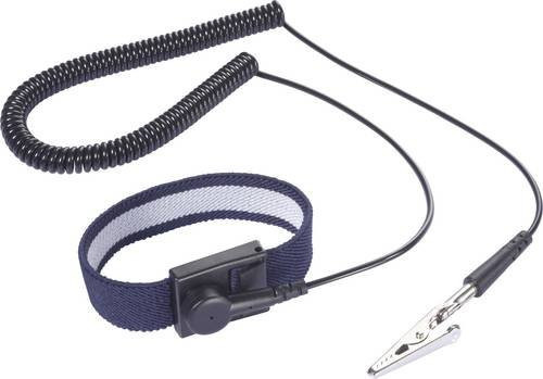 TRU COMPONENTS ESD-Handgelenkband Blau mit 10mm Druckknopf und 2,5m Länge - Bild 1