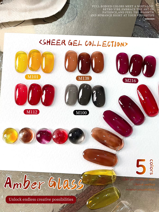 XEIJAYI Gel-Nagellack Set, Bernsteinfarben, Glänzend, 15 ml - Bild 5