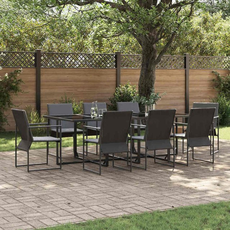 Vidaxl Garten Essgruppe aus Metall mit 9 Teilen in Schwarz und Anthrazit im modernen Design - Bild 1