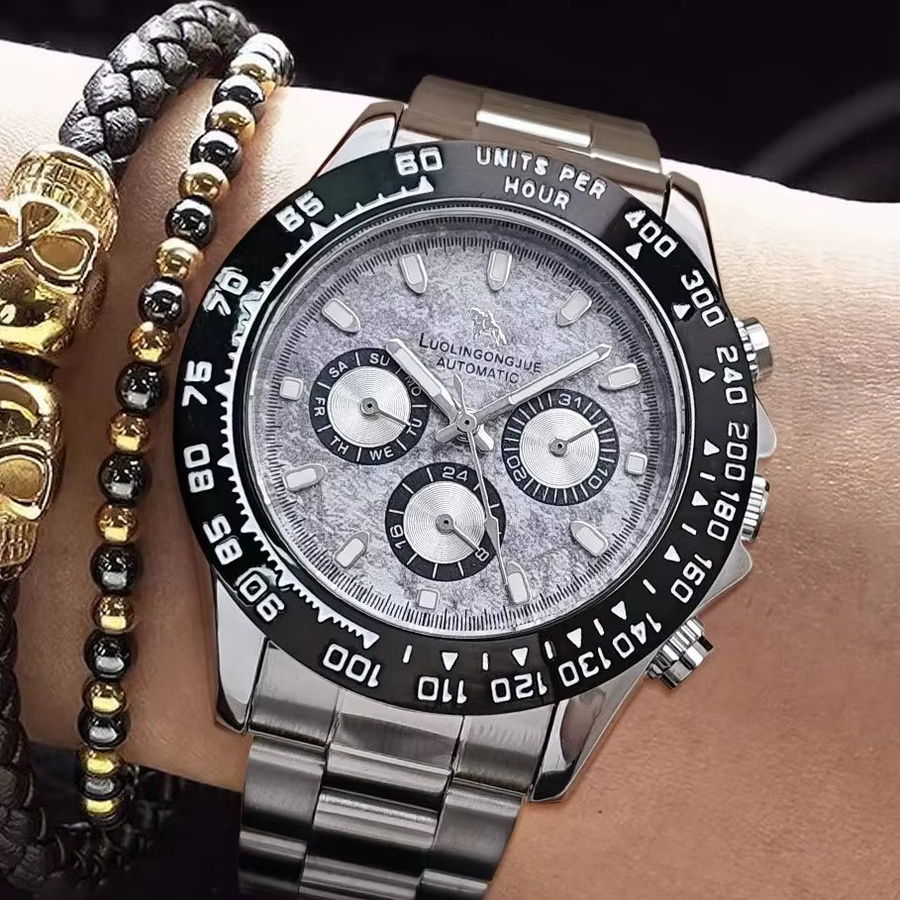LUOLINGONGJUE Armbanduhr Automatik, Edelstahl, Silber, Herren - Bild 2