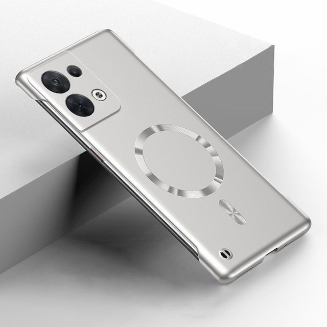 Ultradünne magnetische Metall-Handyhülle für Oppo Reno 6 8, Find X3 Neo Lite X5 X6 X7 X8 Pro Ultra mit Magsafe-Funktion in Silber - Bild 1