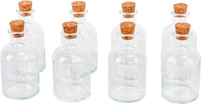 Relaxdays Einmachflaschen aus Glas mit Korkverschluss, 8er Set, transparent, 150 ml, Höhe: 10 cm, Durchmesser: 5,5 cm - Bild 1