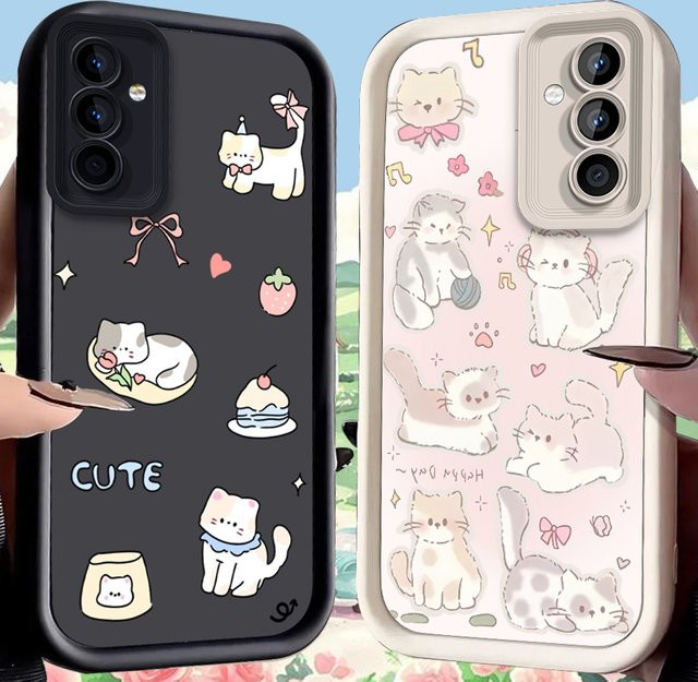 Samsung Galaxy Schutzhülle mit Erdbeerkatzen-Design für verschiedene Modelle wie S25 Ultra, S24, S23 und A-Serie - Bild 1