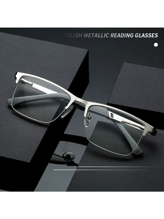 Lesebrille Unisex, rectangular, metal, silver - Bild 4