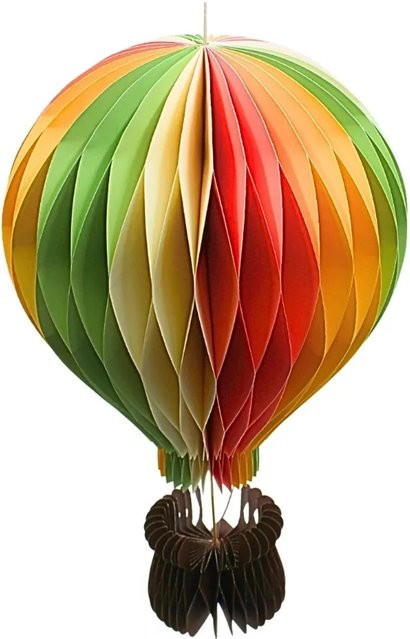 Dekohelden24 XXL Heißluftballon Papierdeko als Hänger mit Korb in Bunt, B/T/H: 19 x 19 x 31 cm - Bild 1