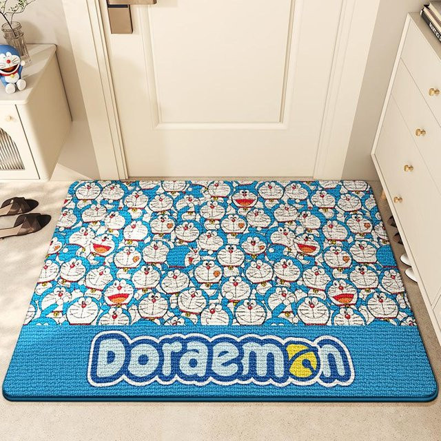 Rutschfeste Doraemon Cartoon Fußmatte aus Polyester in Blau, B/T: 80 x 50 cm - Bild 1