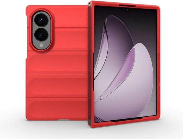 Wolfsay Silikon Hülle für Samsung Galaxy Z Fold8 in Rot, stoßfestes Cover mit Anti-Fingerabdruck-Schutz - Bild 1