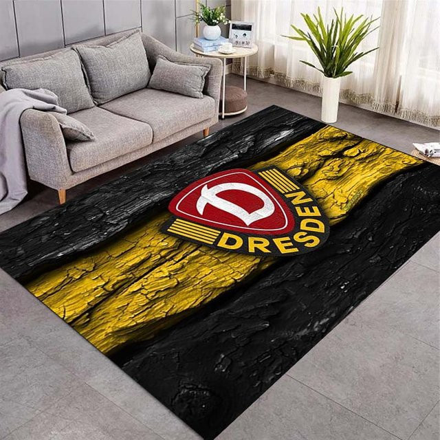 LOLO IU Bereichsteppich SG Dynamo Dresden Vintage Streifen Wappen Design, Gelb, B: 120 cm, T: 100 cm - Bild 1