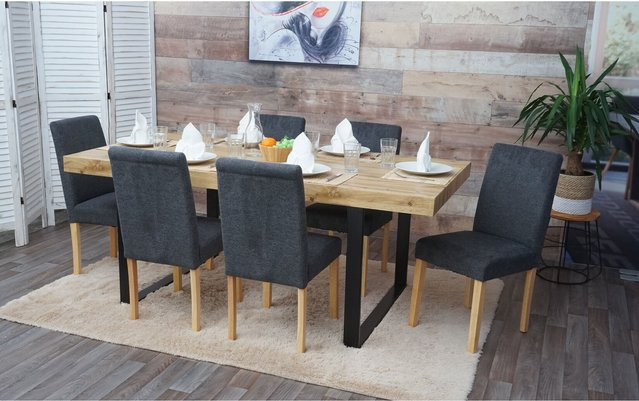 6er-Set MCW Esszimmerstühle Littau aus Textil in Anthrazitgrau mit modernem Design - Bild 1