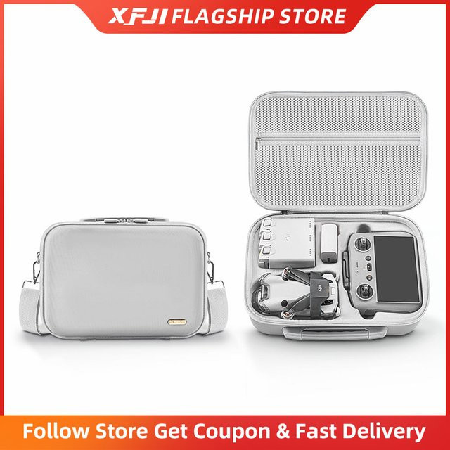 XFJI Aufbewahrungstasche für DJI Mini 4 Pro, graue Reisetasche kompatibel mit RC2 und RC-N2 Fernbedienung - Bild 1