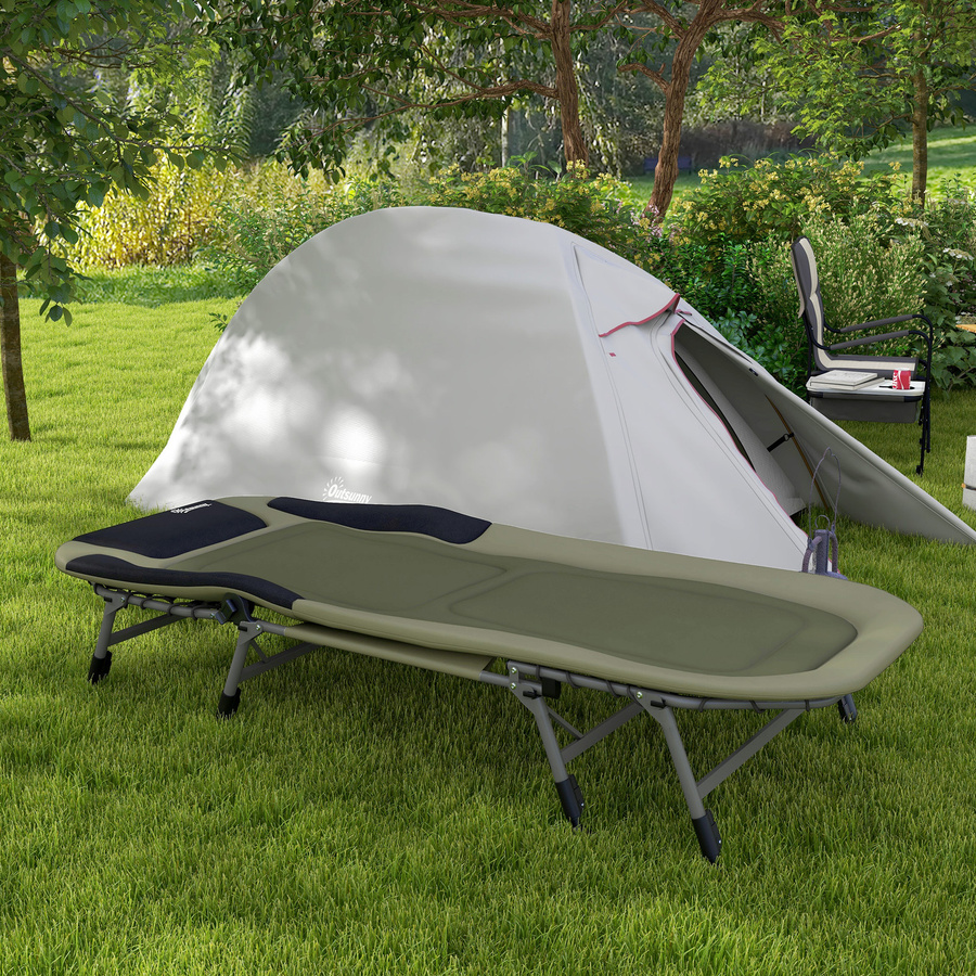 Outsunny Campingbett klappbar aus Oxford-Stoff in Grün, verstellbares Feldbett für Outdoor und Garten, belastbar bis 180 kg - Bild 2
