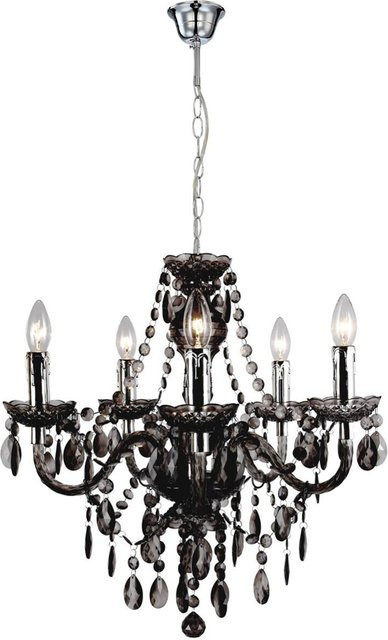 Pocoline Kronleuchter Agatha in Schwarz aus Metall und Acryl mit 5 E14 Fassungen, B/T/H: 51 x 51 x 149 cm - Bild 1