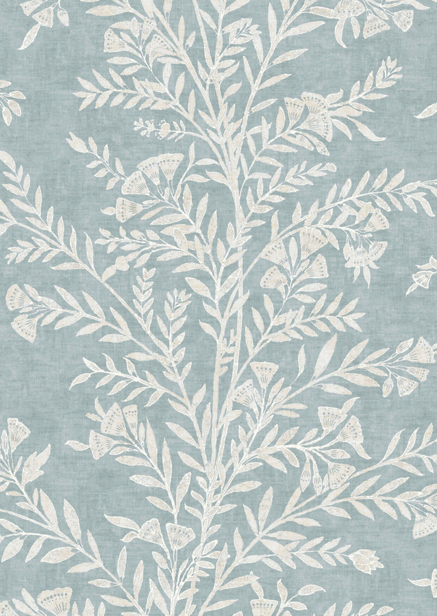 Lewis & Wood Tapete Fan Flower in Sky Blue mit floralem Naturdesign - Bild 1