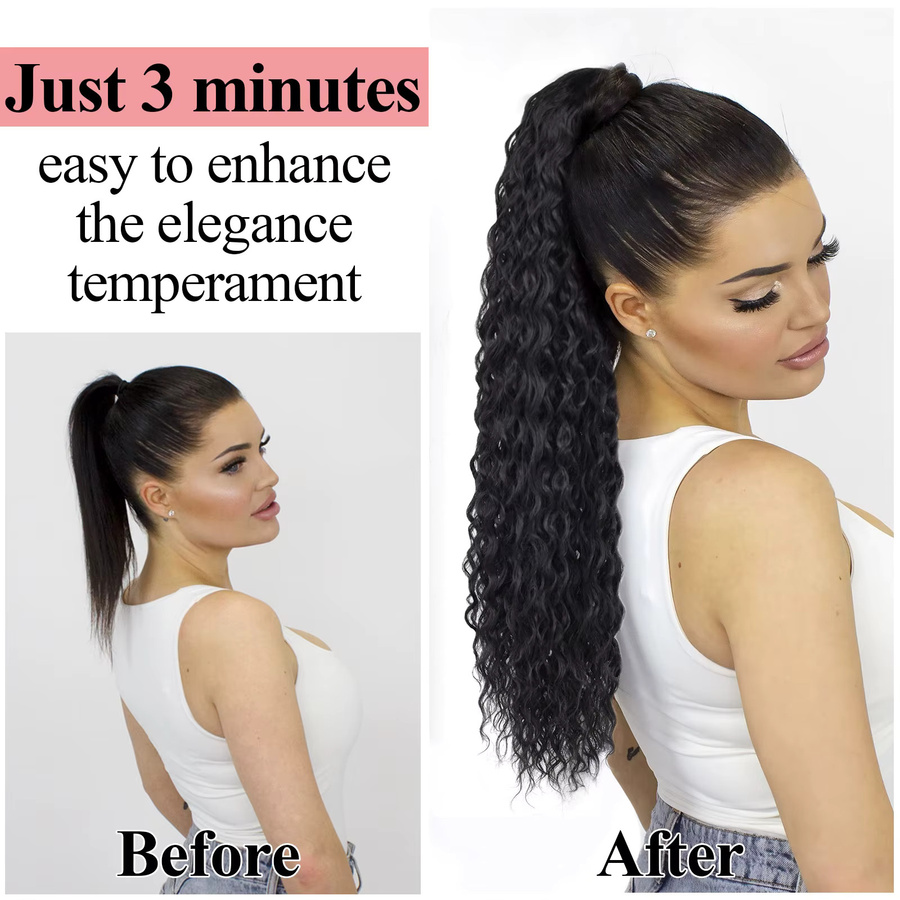 Booming Hair Clip-in Haarverlängerung Pferdeschwanz, synthetisch, lockig, 30 Zoll, Damen - Bild 4