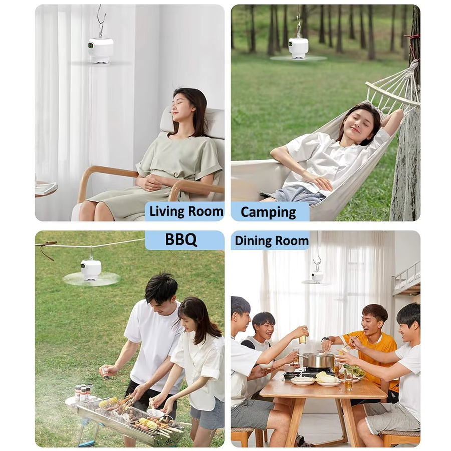 Tragbarer Deckenventilator von raugee in Weiß mit Fernbedienung, Licht und 8000 mAh Akku für Camping und Zelt - Bild 4
