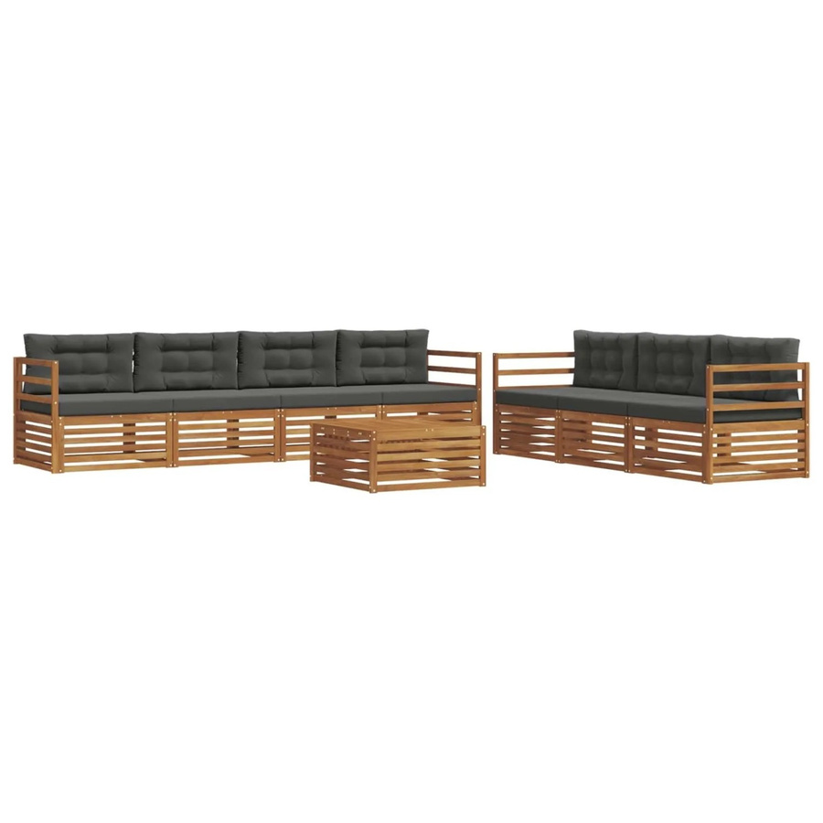vidaXL Outdoor-Sofagarnitur 8-teilig aus Akazienholz mit Kissen in Anthrazit und Natur - Bild 2