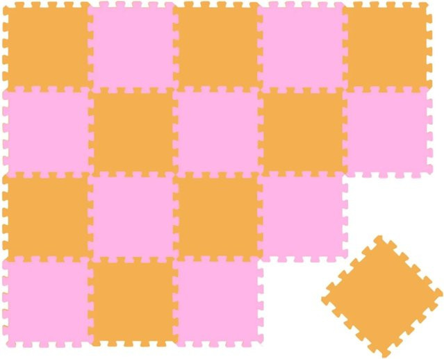 LittleTom Baby & Kinder Puzzlematte aus Schaumstoff, 18 Stück, Pink & Gelb, B/T/H: 30 x 30 x 1 cm - Bild 1
