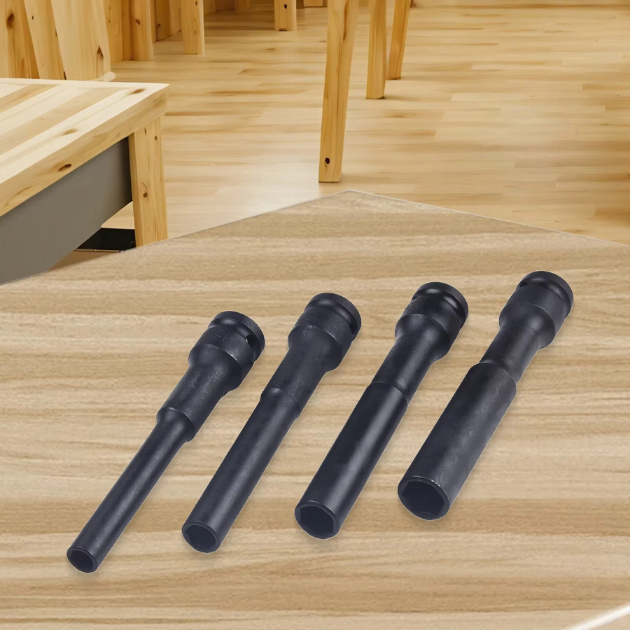 VIBRATITE Antriebssockel Set mit Innensechskant, 4 Stück, 8–14 mm Kopfdurchmesser, Schwarz, 1/2 Zoll Adapter für Schraubenschlüssel - Bild 2