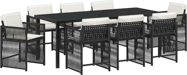 vidaXL Garten Essgruppe 9-teilig aus Poly-Rattan und Stahl in Schwarz-Creme - Bild 1