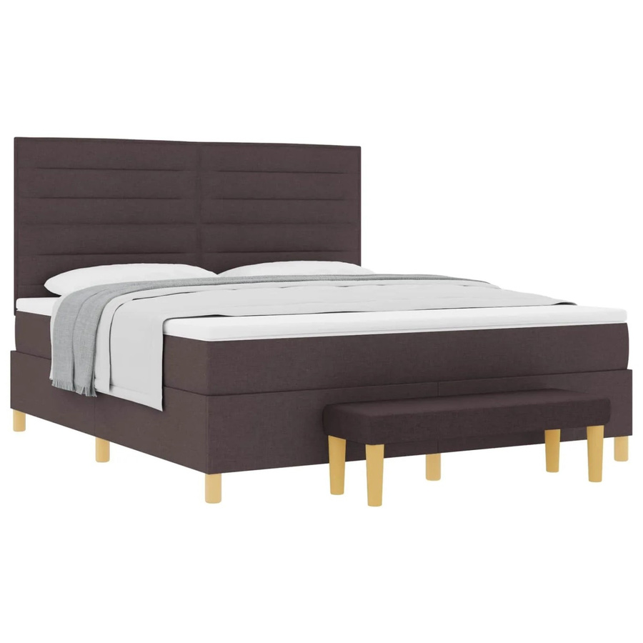 vidaXL Boxspringbett mit Matratze in Braun, B/T/H: 180 x 200 x 128 cm - Bild 2