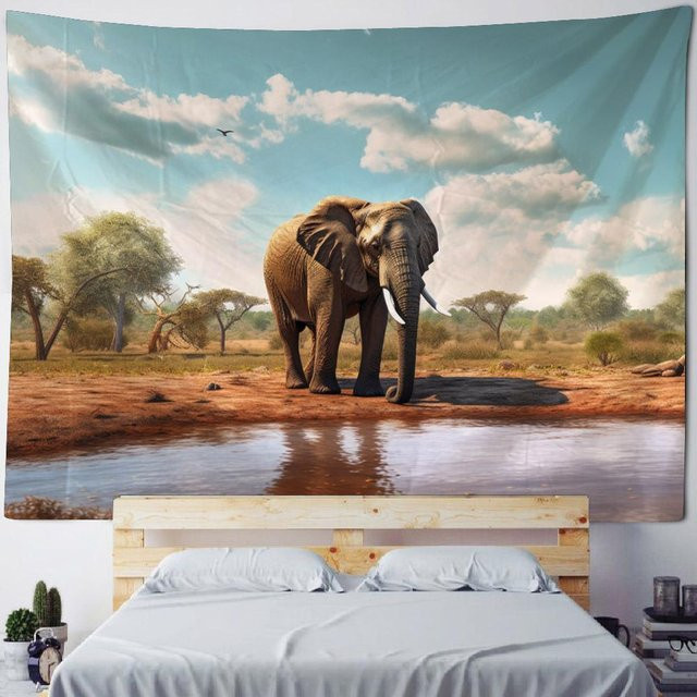 Elefant Mandala Wandteppich von JMG Household Supplies, abstrakter Boho Wandbehang in Multicolour, Breite: 70 cm, Höhe: 100 cm - Bild 1