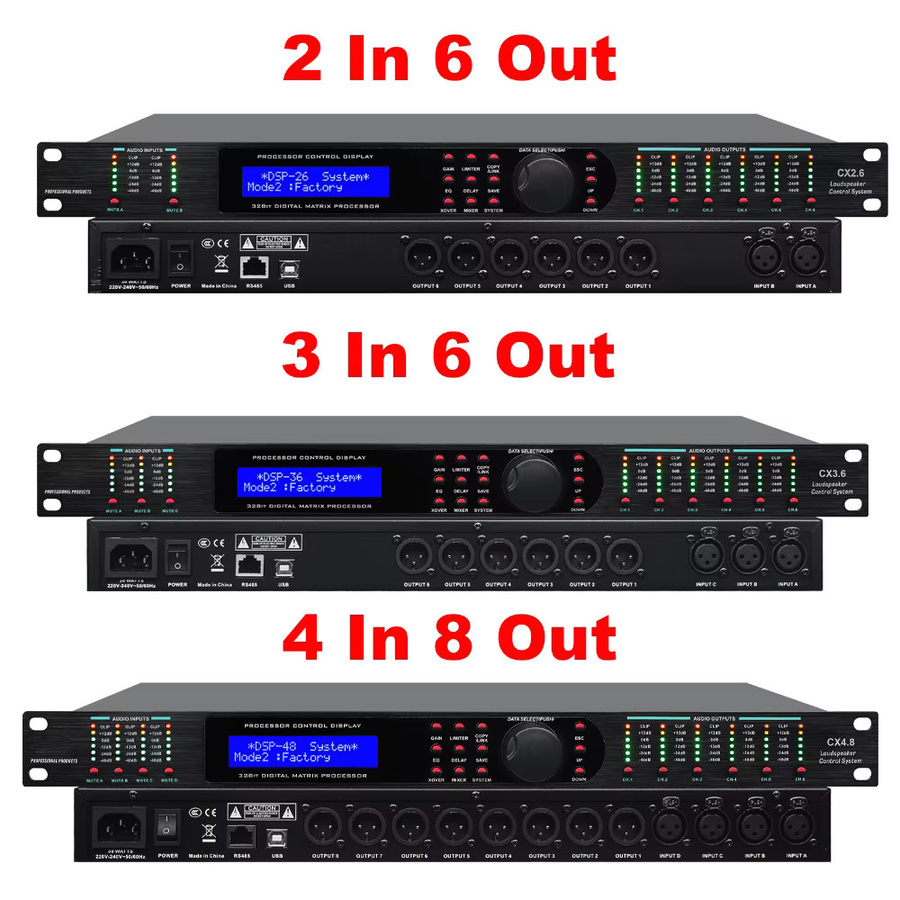 ShennDare CX4.8 Digitaler Audioprozessor mit 4 Eingängen und 8 Ausgängen, 32-Bit DSP Frequenzweiche und Lautsprechermanagement in Schwarz - Bild 4