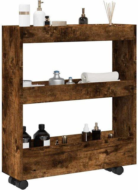 vidaXL Aufbewahrungswagen schmal mit 3 Etagen aus Holzwerkstoff in Geräucherte Eiche, B/T/H: 18 x 15 x 70 cm - Bild 3