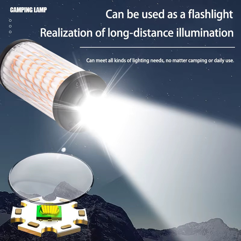 ESMARTER Retro LED Camping Lampe mit 2600mAh Akku, wiederaufladbare Taschenlampe in Weiß mit Haken für Outdoor und Zelt - Bild 4