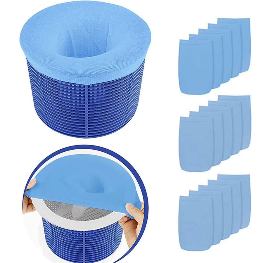 Pool Skimmer Socken aus elastischem Nylon-Mesh für Schwimmbad Filterkörbe in Weiß und Blau - Bild 2