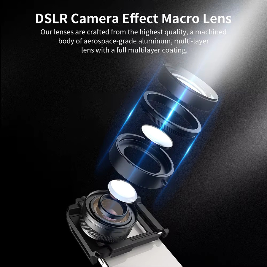 Apexel Makro-Objektiv mit 10-20X Zoom HD-Mikrolinse für Augen-Makrofotografie, kompatibel mit iPhone, Samsung und allen Smartphones, Schwarz - Bild 2