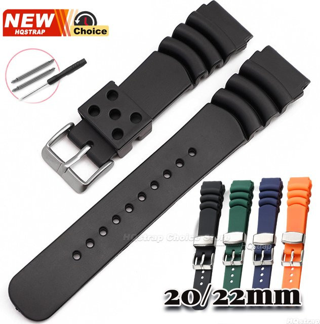 HQstrap Uhrenarmband Silikon, Schwarz, 20mm 22mm, Unisex - Bild 1