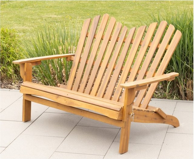 Prestige Home Adirondack 2-Sitzer Gartenbank aus Akazienholz klappbar, Hellbraun, B/T/H: 125 x 80 x 94 cm - Bild 1