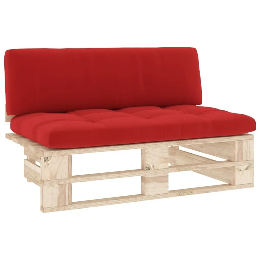 vidaXL Outdoor-Mittelsofa aus imprägniertem Kiefernholz mit Polsterkissen in Braun und Rot - Bild 2