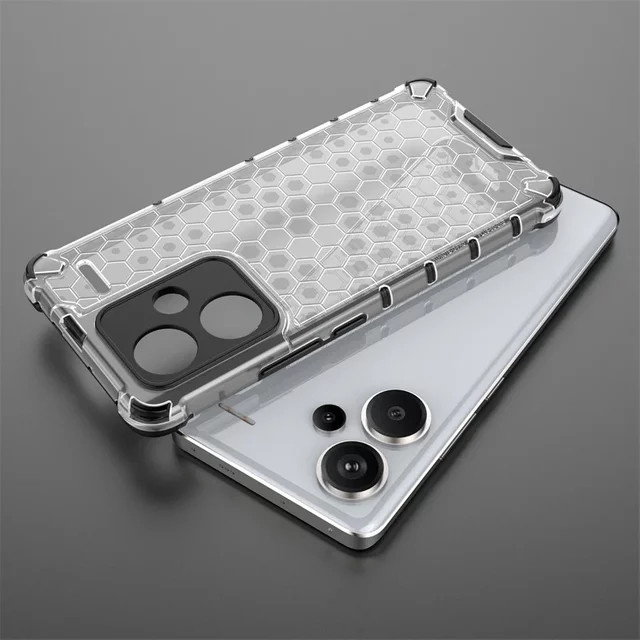 Stoßfeste Waben-Schutzhülle für Xiaomi Redmi Note 13 Pro Plus 4G 5G in Transparent - Bild 1