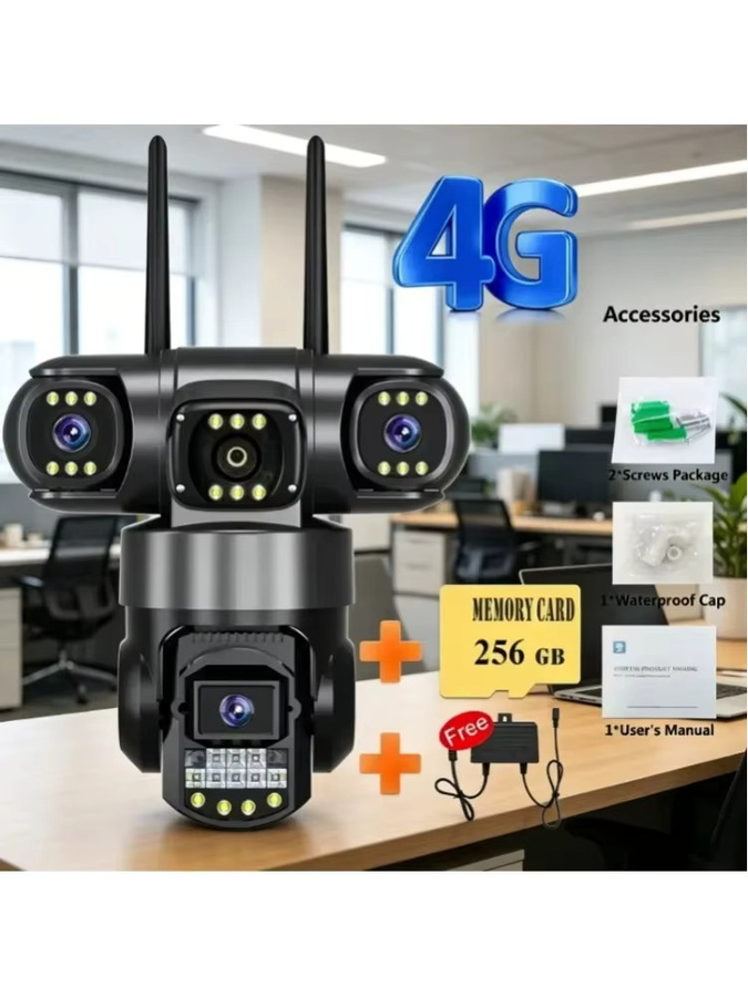 Multi-Objektiv 4G PTZ Kabellose CCTV-Kamera in Schwarz für die wetterfeste Smart Home Außenüberwachung mit Echtzeit-Fernvideoüberwachung - Bild 9