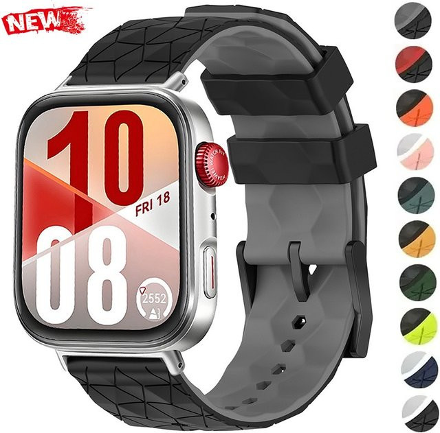 CAOWTAN Uhrenarmband Silikon, Fußballmuster, Schwarz, Unisex - Bild 1