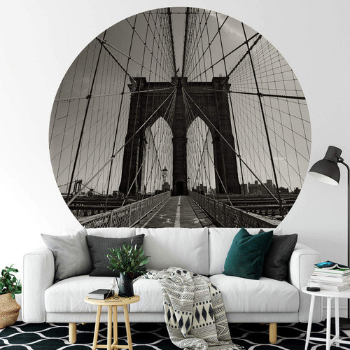 K&L Wall Art Vliestapete Brooklyn Bridge Vintage, runde Wandgestaltung in Mehrfarbig, matt, B/H: 153 x 140 cm - Bild 2
